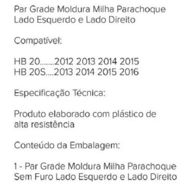 Imagem de Par Moldura Grade Farol Milha Hb20 Hb20S 2012 A 2015 Preto