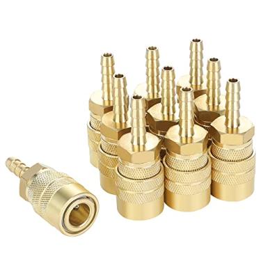 Imagem de JOROY Acoplador de ar com farpa de mangueira de 1/4, tipo M industrial, tamanho do corpo de 1/4 polegada, material de latão, 10 peças de acessórios de mangueira de compressor de ar