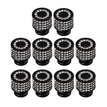 Imagem de LANC Puxador de armário de cristal preto puxadores de cozinha - puxador de armário preto fosco brilhante maçanetas de gaveta de latão sólido ferragens modernas para armário, gaveta, orifício único,