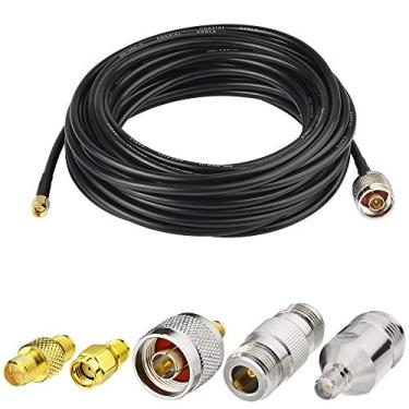 Imagem de SUPERBAT Cabo coaxial RF SMA macho para N macho 3 m + 5 peças SMA para N macho/fêmea kit adaptador coaxial para roteador impulsionador de célula 3G 4G LTE rádio amador ADS-B antena etc