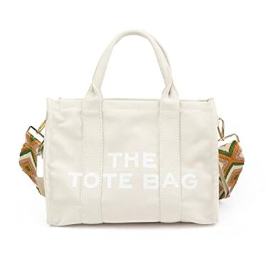 Imagem de EASRTA Bolsa feminina de lona, bolsa de viagem, bolsa de ombro feminina, bolsa transversal, bolsa feminina (preta), Branco (30,5 cm), Medium