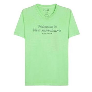 Imagem de Camiseta Ellus Masculina Washed New Adventures Verde Claro-Masculino
