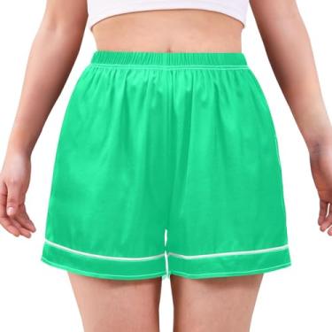 Imagem de Yuiboo Short de pijama médio verde-água-marinha para mulheres, shorts boxers pijamas boxers, Mediumaquamarine, XX-Large
