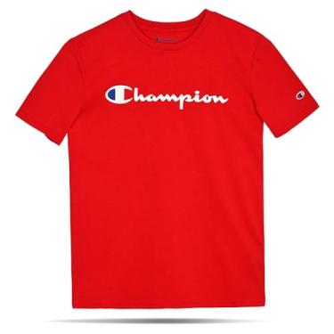 Imagem de Champion Camiseta para meninos, camiseta infantil para meninos, camiseta leve para crianças, escrita e estampa, Vermelho característico, M