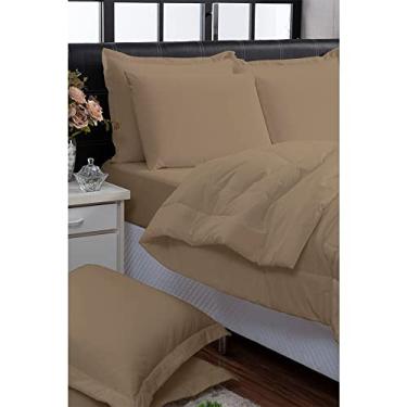 Imagem de Kit Edredom Casal Queen 3 Peças Percal 200 Fios 100% Algodão Dupla Face (Bege)