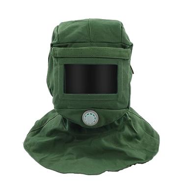 Imagem de Capô de jateamento de areia, ventilação facial, à prova de poeira, à prova de vento, lona, ​​corte de arranhões, resistente ao calor, protetor de pescoço, sandblaster