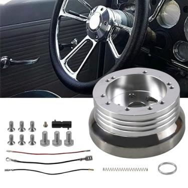 Imagem de RULLINE Adaptador de cubo de volante de tarugo de 5 e 6 furos compatível com Chevrolet 1969-1994 Chevy Vans 1982-1994 Buicks 1969-1993 Flaming River Ididit 1976-1995 Jeep
