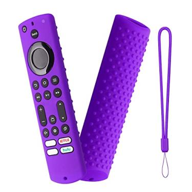 Imagem de Capa de substituição para controle remoto Insignia/Toshiba FireTV 2021 CT-RC1US-21, capa de silicone com cordão antiperda, roxo