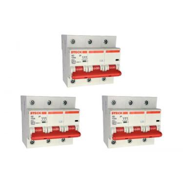 Imagem de Kit C/3 - Disjuntor Steck ''Din'' Tripolar 100A. C