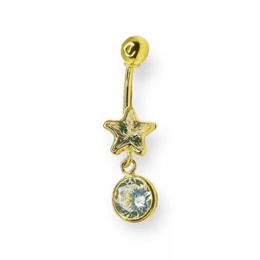 Imagem de Piercing de ouro 18k de umbigo com estrela - Elegancy Joias