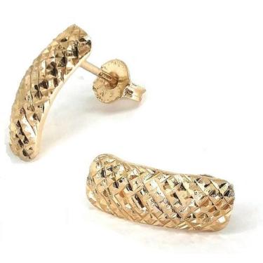Imagem de Brinco de ouro 18k Trabalhado Diamantado - Elegancy Joias