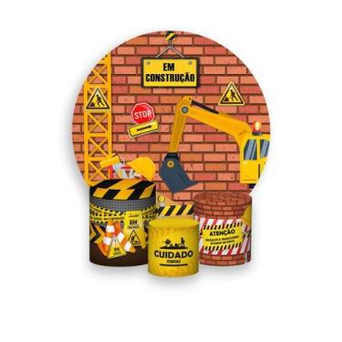 Imagem de Painel De Festa Redondo 1,50x1,50 + Trio De Capas Cilindro - Construçã
