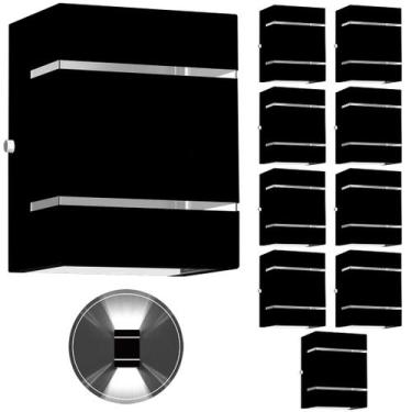 Imagem de 10 Arandelas Externa 2 Frisos Foco Fachos Parede Muro Preto - MARRYLUZ