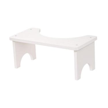 Imagem de Ｂｅｓｇａ Banco de Madeira para Adultos, Escada de Banheiro com Base Antiderrapante, Branco, Tamanho real