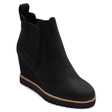 Imagem de TOMS Bota feminina de cano curto Maddie, Couro Preto/Camurça, 39