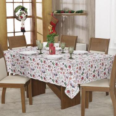 Imagem de Toalha Mesa Natal 8 Lugares 2,15x1,55 Papai Noel Natalina - MH Enxovai