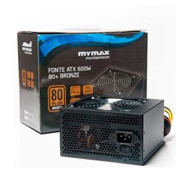 Imagem de Fonte Mymax 600w 80 Plus Bronze PFC Gamer