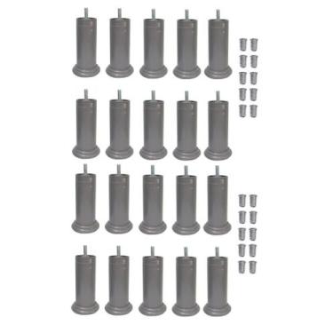 Imagem de Kits Pé Cama Box Plástico Fixo Rosca Bucha Americana - Jthome, Cinza, 