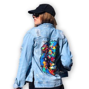 Imagem de Jaqueta Feminina Jeans Leão Colorido - Indi Go, P, Indigo