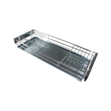 Imagem de Escorredor de Pratos Deslizante Cromado Com Bandeja Para Embutir 67 Cm