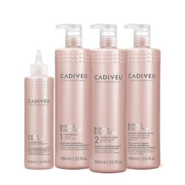 Imagem de Kit Cadiveu Repair Solution Shampoo Sem Sulfato Condicionador Máscara 