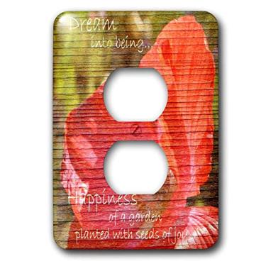 Imagem de 3dRose Capa de saída de flores inspiradoras vintage papoula vermelha com palavras inspiradoras de sonho, flores de sonho, multicolorida