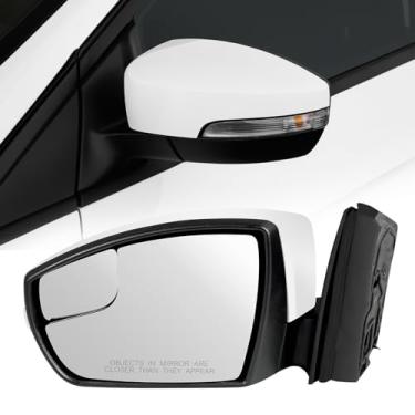 Imagem de Espelho retrovisor esquerdo do lado do motorista compatível com Ford Focus 2012 2013 2014 2015 2016 2017 2018, espelho retrovisor com 5 pinos, ajuste elétrico e seta (branco)