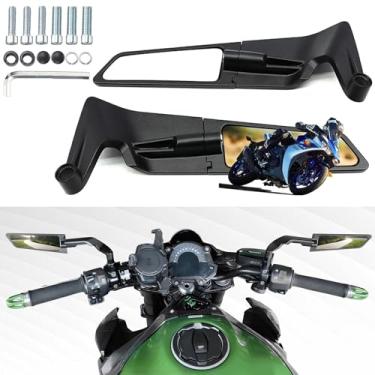 Imagem de CABORIALLAN Espelhos retrovisores de motocicleta, espelhos laterais ajustáveis com rotação de 360° compatíveis com Kawasaki Z400 Z650 Z1000 Duke 125 200 250 390 690 790 1290 etc (8 mm, 10 mm)