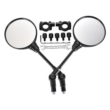 Imagem de GOOFIT Suporte de guidão dobrável de ajuste de 360 graus redondo HD vidro grande angular de substituição para ATV UTV Dirt Bike Quad Scooter Moped Motorcycle GY6 Go Kart Buggy