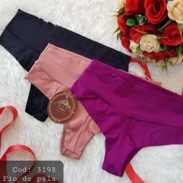 Imagem de Kit com 3 calcinha fio dental com cintura alta com média compressão na