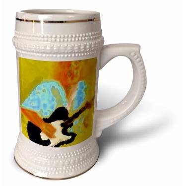 Imagem de 3dRose Caneca masculina pintada com costas azuis da Player Black Guitar com 530 ml (STN_156162_1), 650 ml, branca