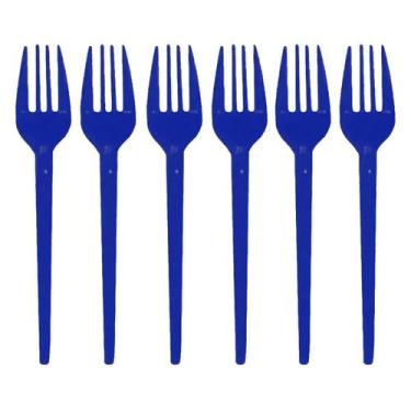 Imagem de Garfinho Descartável Azul Escuro para Festas - 50 Unidades - Forfest