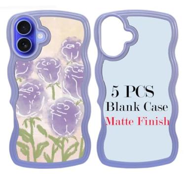 Imagem de JUSTRY 5 peças de sublimação blanks capa de telefone capa de telefone imprimível projetada para iPhone 16 Plus, capa de borracha macia de 6,7 polegadas + inserção de alumínio, impressão personalizada,