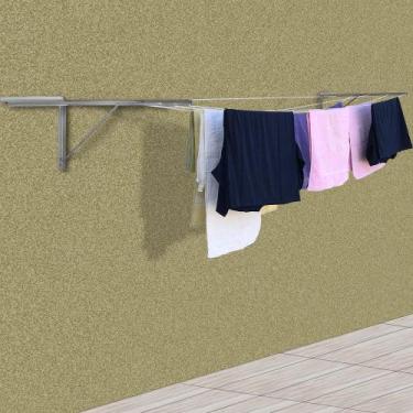 Imagem de Varal De Parede Dobrável Retrátil Articulável Mão Francesa 5 Cordas 20