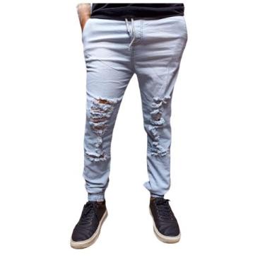 Imagem de calça jogger masculina branca lisa produto de ótima qualidade sarja e 