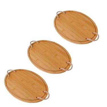 Imagem de 3 un Bandeja De Bambu Oval Com Alça De Corda Servir  33CM - Clink