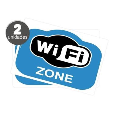 Imagem de Kit 2 Placas Sinalização WIFI WI-FI Zone Wireless Hotspot Azul - Look 