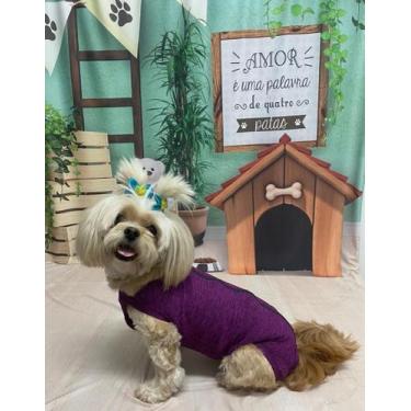 Imagem de Roupa pós cirúrgica para cachorro fêmea N 4 - vas pet, cinza
