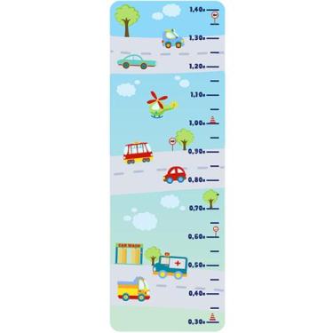 Imagem de Adesivo de Parede infantil Régua de Crescimento Carrinhos - Primeiro Q