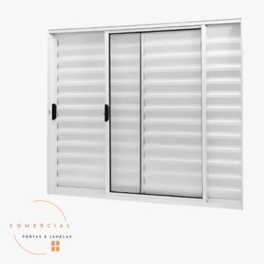 Imagem de Veneziana 3 folhas 100 x 120 sem grade linha modular aluminio 18 branc