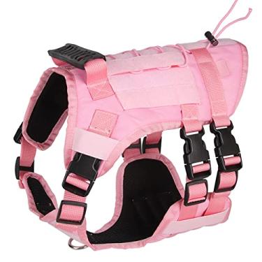 Imagem de DoggieKit Peitoral tático para cães médios e grandes, antipuxão, peitoral militar para cães com alça, colete para cães de serviço com painéis Molle e loop, peitoral ajustável para animais de estimação para treinamento, caça e caminhada..