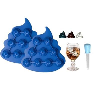 Imagem de Bandeja de gelo para cocô, moldes engraçados de silicone para coquetéis, uísque, bebidas frias, chá, café, molde de gelo para bar, festival de casamento, máquina de gelo de silicone para cerveja (azul