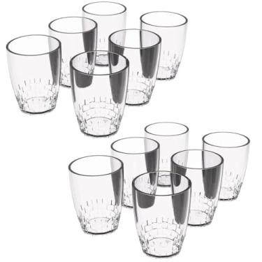 Imagem de Kit 12 Copos Crippa 300ml Plástico Transparente Trama Água Suco Refrigerante Escolar Refeitório