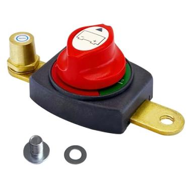Imagem de Ampper Interruptor de desconexão de bateria de poste lateral 12 V - 48 V, interruptor de bateria marítima, desligamento de energia com adaptador para carro, trailer e barco (liga/desliga)