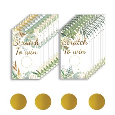 Imagem de PLIGREAT Cartões de raspar de 120 peças – plantas, folhas, vales de presente em branco, cartões de cupom DIY para pequenas empresas, atividades de chá de panela, suprimentos de festa