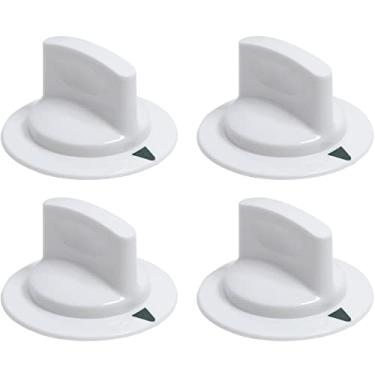 Imagem de [Atualizado] Pacote com 4 botões de controle de temporizador para secadora WE1M652 com peça de reposição de anel de metal atualizado da BlueStars - Ajuste exato para secadores Hotpoint e GE - Substitui 1264289 AP3995164 PS1482196 AH1482196