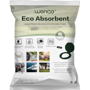 Imagem de Wenge Potty Chemicals, pó de toalete portátil – Pacote com 45 – Aroma de limão, pó de xixi para vaso sanitário portátil, produtos químicos para vaso sanitário de acampamento, gel ecológico absorvente
