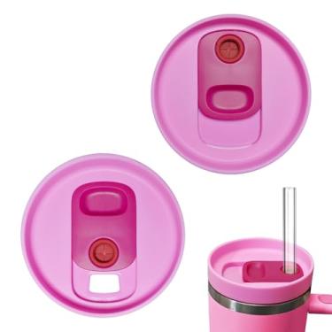 Imagem de Tampa de copo para Stanley - Substituição de tampa de copo de 1,134 g, 2 pacotes de tampas de copo reutilizáveis, tampa deslizante para bebida reta, tampas deslizantes sem derramamento para Stanley