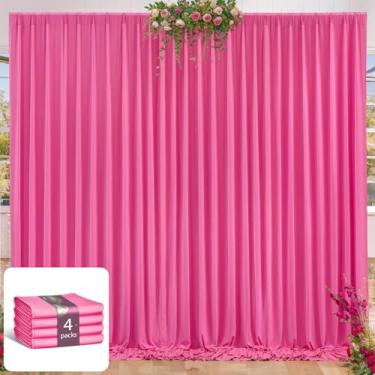 Imagem de Cortinas de fundo rosa choque de 4,9 x 3 m para festas, cortinas de poliéster sem rugas para pano de fundo, cortinas fúcsia para chá de panela, sessão de fotos, aniversário, chá de bebê, casamento,