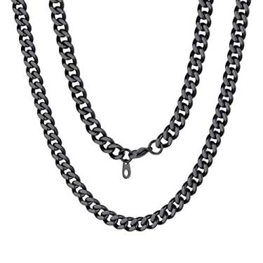Imagem de Corrente masculina resistente Miami cubano ChainsPro de 35,5-76,2 cm, largura 5/7/9/12 mm, aço inoxidável 316L/fecho durável banhado a ouro 18K (envie uma caixa de presente)